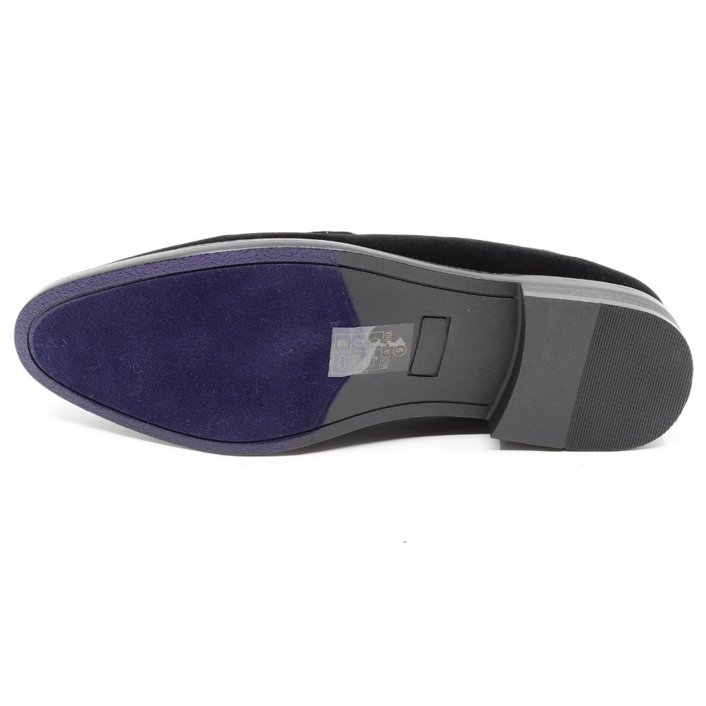 Black Men's Vintage Velvet Designer Classic Dress Tuxedo Loafers Shoes - Picture 5 of 6